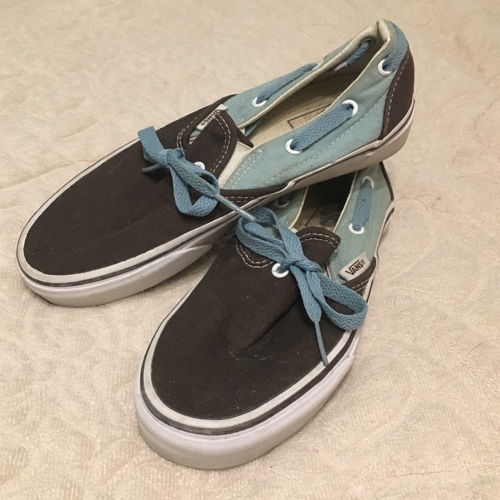 Brown and Turquoise Vans